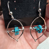 Kingman Turquoise Nugget Leaf Earrings in Sterling Silver