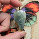 Owyhee Jasper Pendant – Translucent Sage Green Teardrop