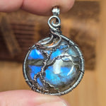Labradorite Moon Spooky Tree of Life Pendant – Oxidized Sterling Silver