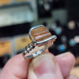 Rough Watermelon Tourmaline Crystal Ring in Sterling Silver Ring Sz 7