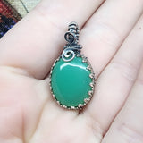 Caribbean Green Gem Chrysoprase Pendant Necklace