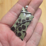 Green and Brown Cone Pine Forest Oolite Limestone Polka Dot Pendant in Sterling Silver
