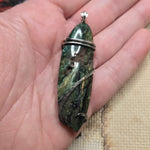 Green Fossil Wood Pendant – Sterling Silver - Oregon Jasper Replacement Petrified Wood
