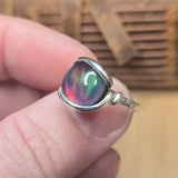 Aurora Opal Ring sz 8.5 – Lab-Grown Doublet in Sterling Silver
