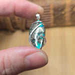 Marcasite Chalcedony on Caribbean Green Aurora Opal – Sterling Silver Pendant