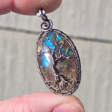 Tree of Life Pendant – Aurora Opal + Moss Agate Doublet in Sterling Silver
