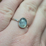 Stormy Blue Aquamarine Ring Size 12.75 - Hammered Sterling Silver