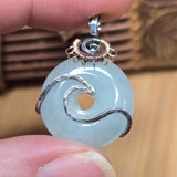 Aquamarine Donut Pendant Sterling Silver 14kt Rose Gold Filled Wave Wrap
