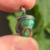 Turquoise Pendant 9ct Chunky Blue-Green - Hammered Sterling Silver
