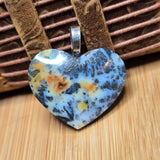 Marcasite + Pyrite in Common Opal Heart Pendant - Silver Tone Bail