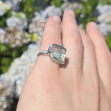 Aquamarine Crystal Ring – sz 7.5 – Clear Blue Natural Beryl