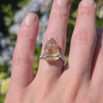 Oregon Sunstone Ring sz 8.5 Sterling Silver – Pink Center with Light Schiller