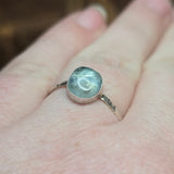 Stormy Blue Aquamarine Ring Size 12.75 - Hammered Sterling Silver