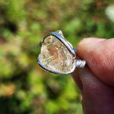 Raw Light Pink Oregon Sunstone Ring Size sz 11.5 - Sterling Silver