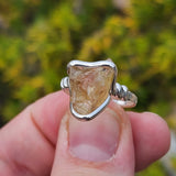 Oregon Sunstone Ring sz 8.5 Sterling Silver – Pink Center with Light Schiller