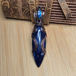 Blue Sodalite Labradorite Pendant – Copper Flow + Night Sky Flame
