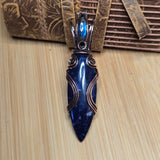 Blue Sodalite Labradorite Pendant – Copper Flow + Night Sky Flame