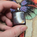 Red Moss Jasper Pendant – Square-Cut with Black Manganese Veins