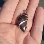 Australian Boulder Opal Pendant in Sterling Silver with Green Flash