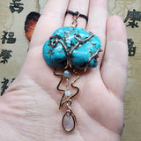 "Oregon Coast Rain" Cloud Mountain Turquoise Cloud with Rainbow Moonstone Raindrop