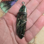 Green Fossil Wood Pendant – Sterling Silver - Oregon Jasper Replacement Petrified Wood