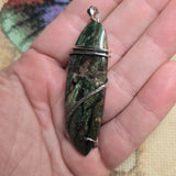 Green Fossil Wood Pendant – Sterling Silver - Oregon Jasper Replacement Petrified Wood