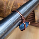 Aquamarine Copper Ring Size 6.5 – Deep Blue Cabochon