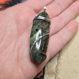 Green Fossil Wood Pendant – Sterling Silver - Oregon Jasper Replacement Petrified Wood