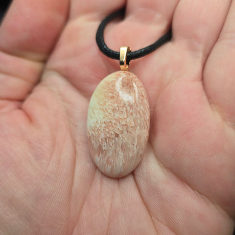 Pink Peach Scolecite Pendant – Floral Stillness Necklace