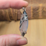 Lavender Moss Agate Pendant – Black Inclusions in Sterling Silver