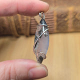 Lavender Moss Agate Pendant – Black Inclusions in Sterling Silver