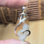 Golden Tube + Moss Carnelian Agate Pendant – Sterling Silver