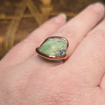 Natural Peridot Copper Ring – Size 10 – Raw Green Crystal in Forged Copper
