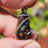 Boulder Opal Pendant Lightning Fire Yowah Nut Pattern - Sterling Silver
