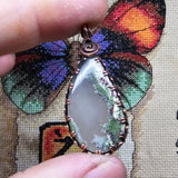 Banded Agate with Moss Agate Pendant in Copper