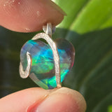Aurora Opal Dark Heart Pendant – Sterling Silver Pendant