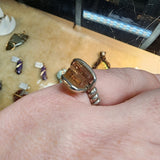 Rough Watermelon Tourmaline Crystal Ring in Sterling Silver Ring Sz 6
