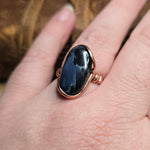 Pietersite Copper Ring sz Size 9.5 – Stormy Blue Fibrous Chatoyance