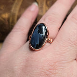 Pietersite Copper Ring sz Size 9.5 – Stormy Blue Fibrous Chatoyance