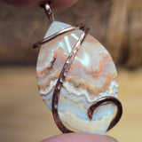Crazy Lace Agate Pendant Copper Wrapped – Warm Earth Tones