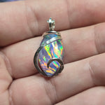 Large Marquis Aurora Opal Pendant – Sterling Silver