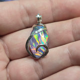 Large Marquis Aurora Opal Pendant – Sterling Silver