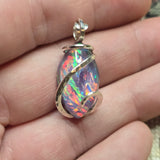 Large Marquis Aurora Opal Pendant – Sterling Silver