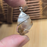 Golden Green Red Moss in White Chalcedony – Sterling Silver Pendant