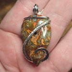Marcasite Agate Pendant – Fire Vein with Crystal Cave in Sterling Silver