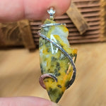 Marcasite in Yellow Agate Pendant – Sunlit Storm in Sterling Silver