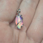Aurora Opal Mini Cabochon Pendant in Sterling - Handmade Tension-Set Jewelry