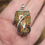 Marcasite Agate Pendant – Fire Vein with Crystal Cave in Sterling Silver
