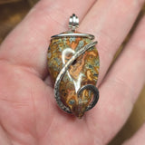 Marcasite Agate Pendant – Fire Vein with Crystal Cave in Sterling Silver