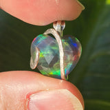 Aurora Opal Dark Heart Pendant – Sterling Silver Pendant